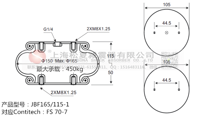 JBF165/115-1橡膠<a href='http://m.fhahmctj.cn/' target='_blank'><u>空氣彈簧</u></a>