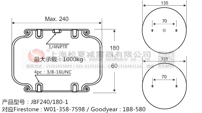 JBF240-180-1橡膠<a href='http://m.fhahmctj.cn/' target='_blank'><u>空氣彈簧</u></a>