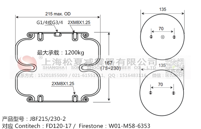JBF215/230-2橡膠<a href='http://m.fhahmctj.cn/' target='_blank'><u>空氣彈簧</u></a>