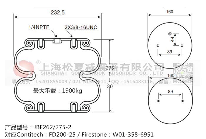 JBF262/275-2橡膠<a href='http://m.fhahmctj.cn/' target='_blank'><u>空氣彈簧</u></a>