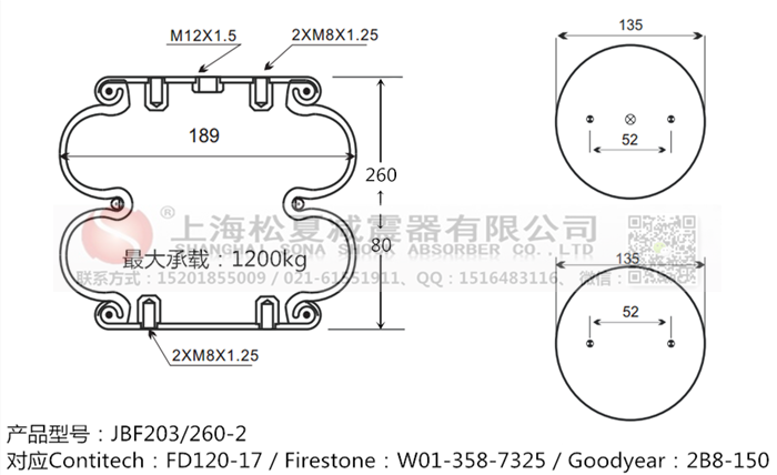 JBF203/260-2橡膠<a href='http://m.fhahmctj.cn/' target='_blank'><u>空氣彈簧</u></a>